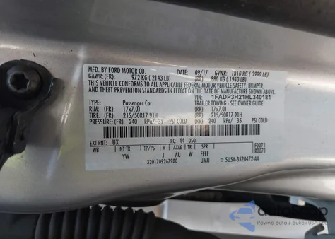 2017 Ford Focus Sel from USA, damaged, VIN 1FADP3H21HL340181